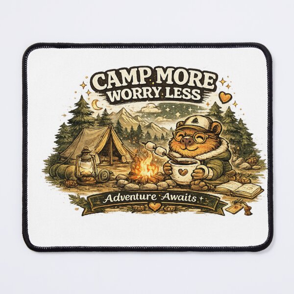 Item preview, Camp More Worry Less Cute Capybara Camping T-Shirt designed and sold by Ever Bloom Studio.