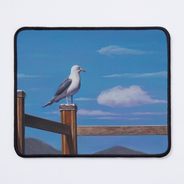 Item preview, Seagull on a Wooden Fence, Coastal Bird Art designed and sold by HaedamArt.