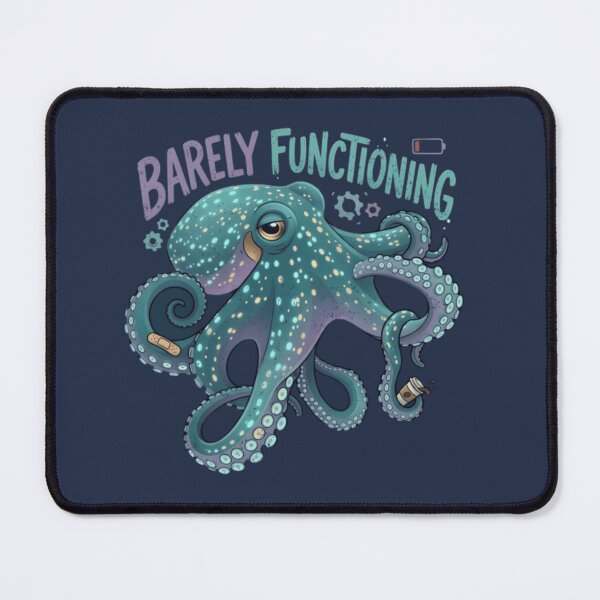 Item preview, Barely Functioning Octopus T-Shirt & Sticker – Funny Tired Sea Creature Meme for Introverts and Coffee Lovers designed and sold by ZyxDes.