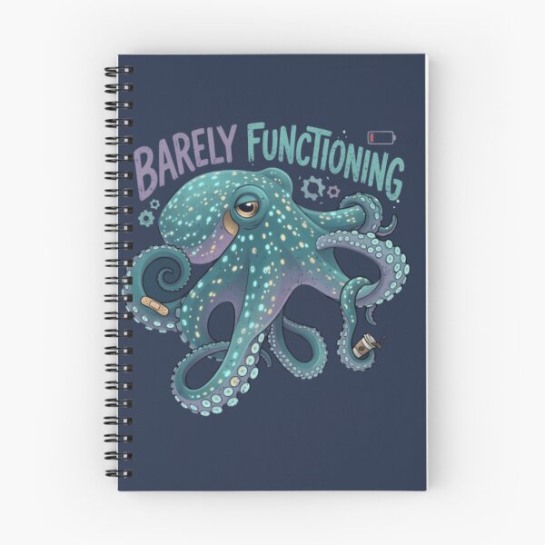 Item preview, Barely Functioning Octopus T-Shirt & Sticker – Funny Tired Sea Creature Meme for Introverts and Coffee Lovers designed and sold by ZyxDes.