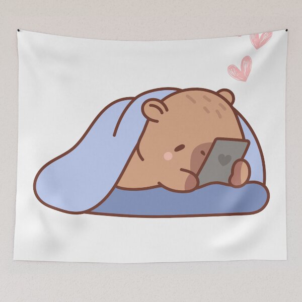 Item preview, The capybara was lying down playing with its phone. designed and sold by BGLucky.