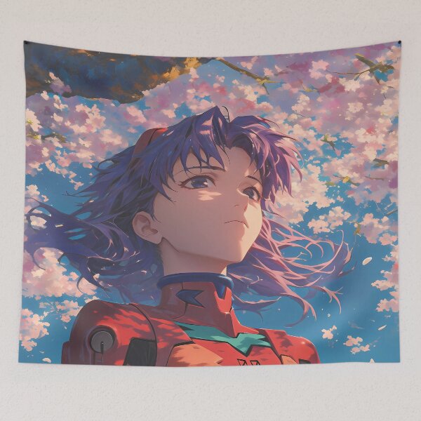 Item preview, Misato Katsuragi Neon Genesis Evangelion Cherry Blossom Sky designed and sold by earlobejerk.