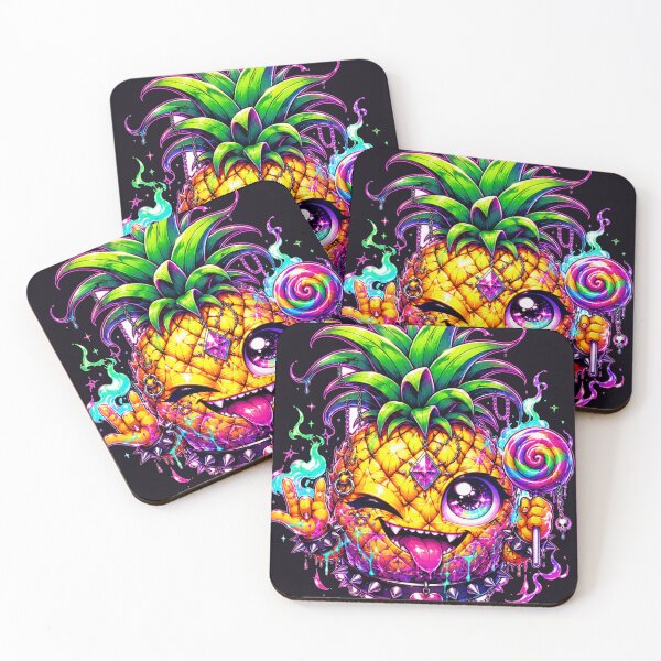 Item preview, Neon Pineapple Monster Creepy Cute Art designed and sold by ChaEmm_Studio.