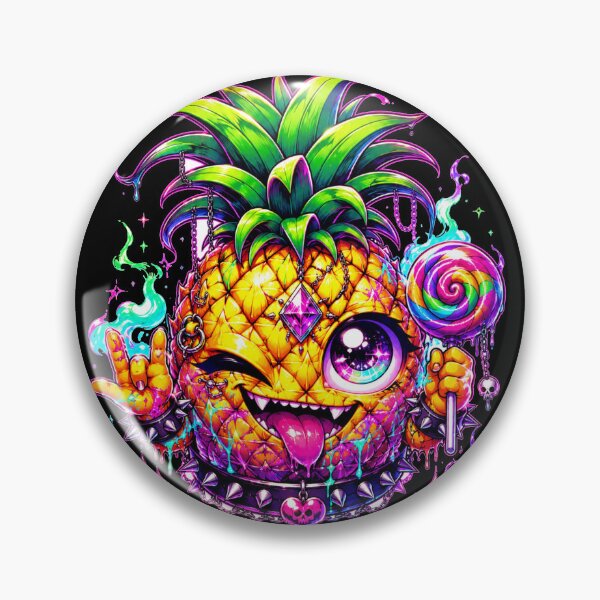 Item preview, Neon Pineapple Monster Creepy Cute Art designed and sold by ChaEmm_Studio.