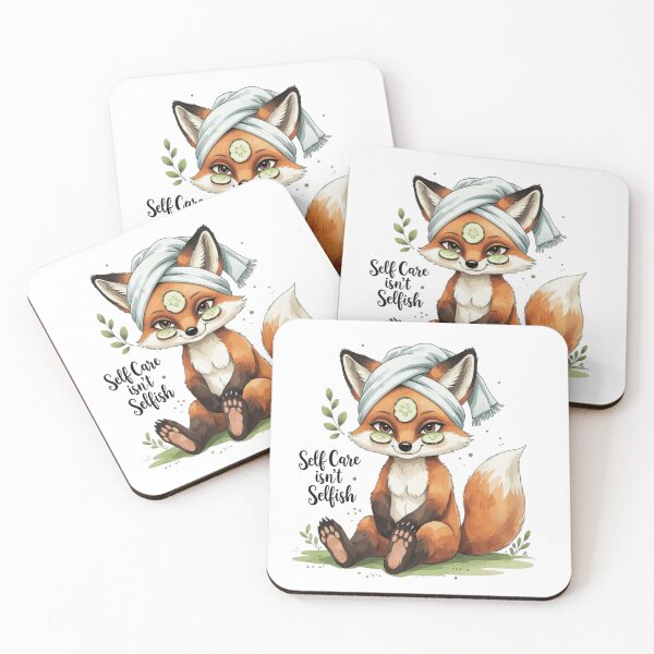 Item preview, Self Care Isnt Selfish Cute Fox Mental Health Watercolor designed and sold by AQUILAKREO.