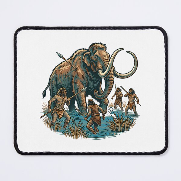 Item preview, Prehistoric Cavemen Hunting Woolly Mammoth designed and sold by sunnonoli.