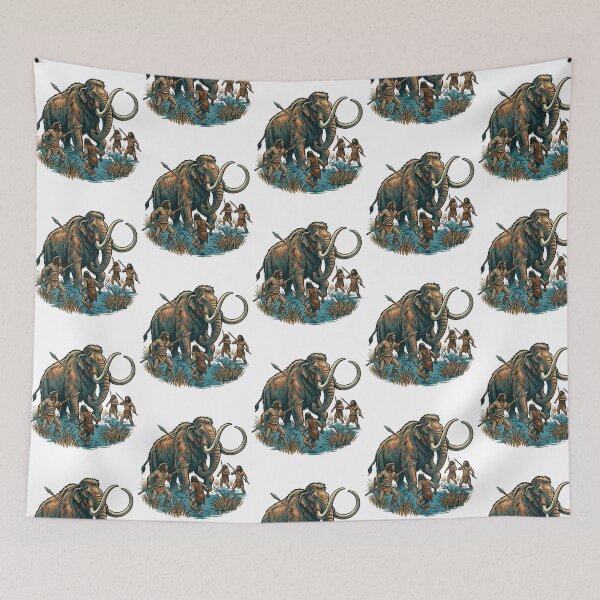 Item preview, Prehistoric Cavemen Hunting Woolly Mammoth designed and sold by sunnonoli.