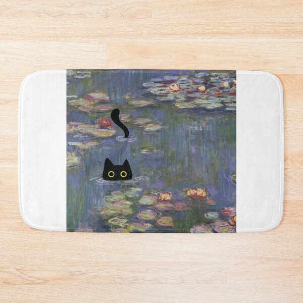 Item preview, monet cat in water lilies pond designed and sold by PurrfectHome.
