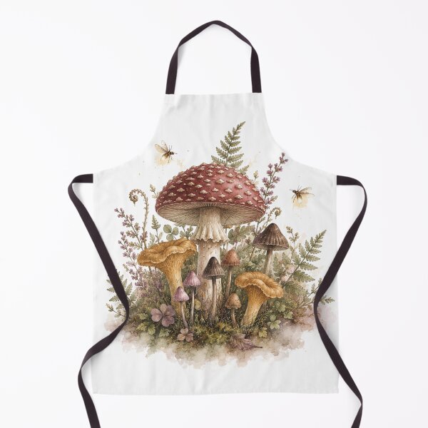 Item preview, Mushrooms and Fireflies — Whimsical Cottagecore Pattern Art designed and sold by DreamelleStudio.