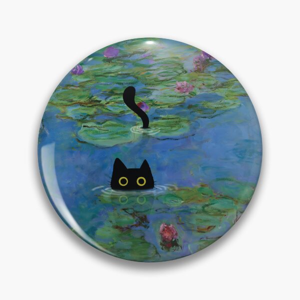 Item preview, monet cat in water lilies pond designed and sold by PurrfectHome.