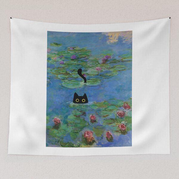 Item preview, monet cat in water lilies pond designed and sold by PurrfectHome.