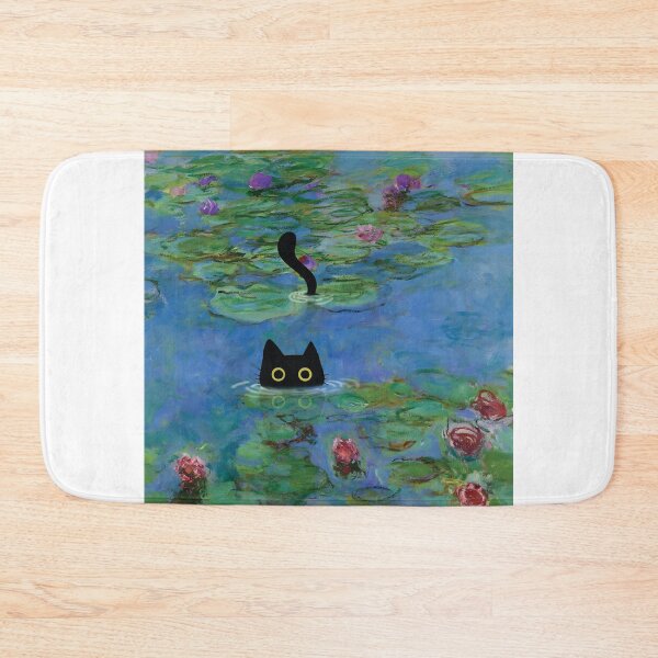 Item preview, monet cat in water lilies pond designed and sold by PurrfectHome.