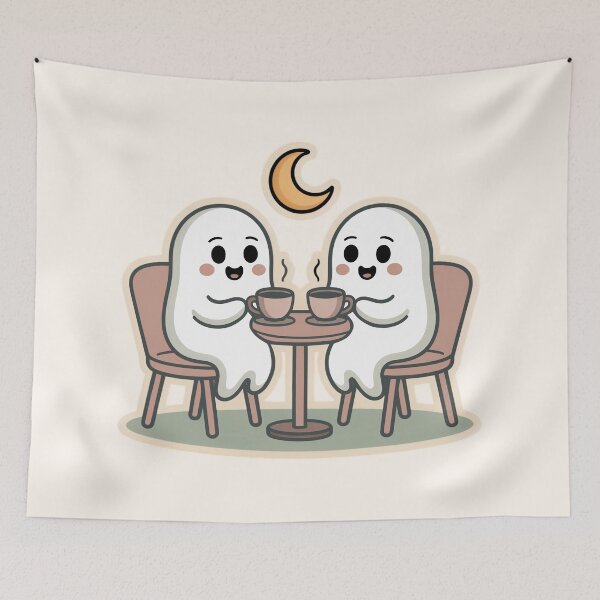 Item preview, Ghost Coffee Date Cozy Halloween Sticker  designed and sold by TrendMorphic.