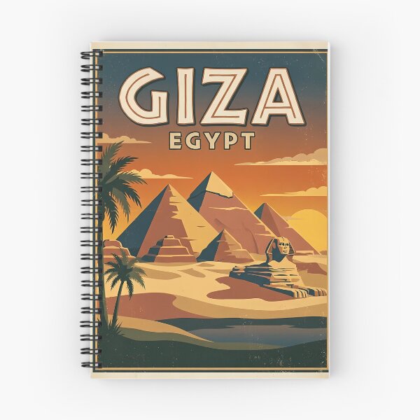 Item preview, Giza Egypt Pyramids Vintage Travel Poster designed and sold by Ar0undTheW0rld.