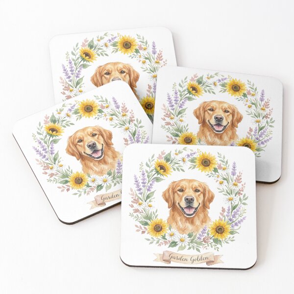 Item preview, Cottagecore Golden Retriever Garden Wreath designed and sold by zoughlal.