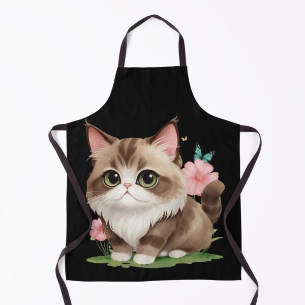 Item preview, Cute Kawaii Kitten with Butterflies – Watercolor Cat Illustration. designed and sold by NewtBoo.