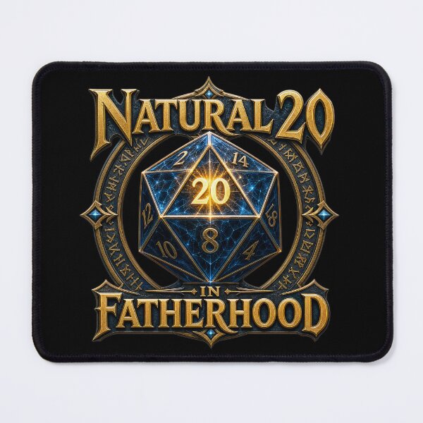 Item preview, Natural 20 in Fatherhood DND D20 Dice Geek Dad RPG Fantasy designed and sold by Faith Level Up.