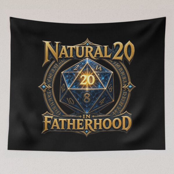 Item preview, Natural 20 in Fatherhood DND D20 Dice Geek Dad RPG Fantasy designed and sold by Faith Level Up.