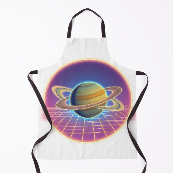 Aperçu de l'œuvre Saturn Synthwave - Autocollant d'art graphique moderne créée et vendue par QuirkThreadsCo.
