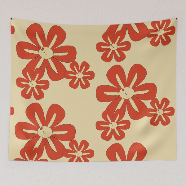 Item preview, Orange burned Retro Flowers E9 – Vintage Flower Design  designed and sold by StefanStudioArt.