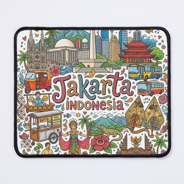 Item preview, Maravilloso recuerdo de viaje de Yakarta, Indonesia, patrimonio cultural colorido doodle designed and sold by arisukma11.