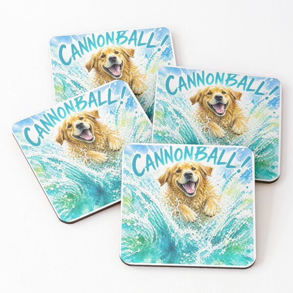 Item preview, Summer Golden Retriever Cannonball Splash designed and sold by zoughlal.