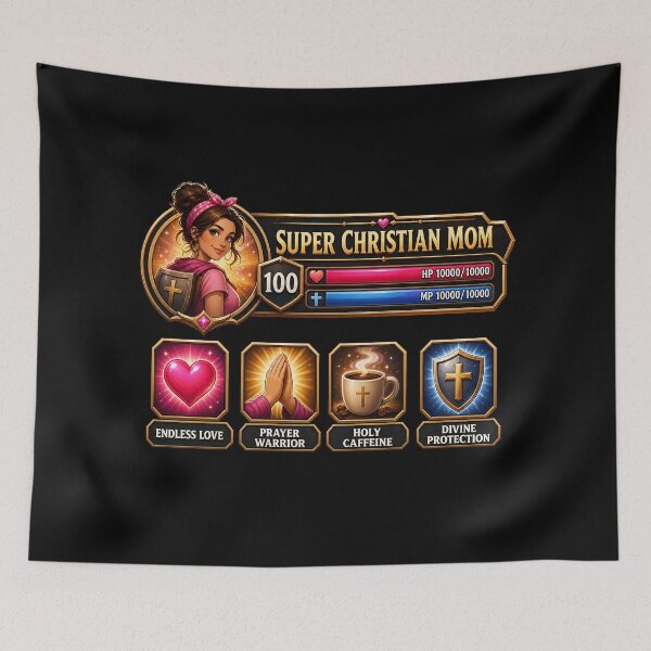 Item preview, Super Christian Mom Level 100 Gamer RPG Geek Mother Gift designed and sold by Faith Level Up.