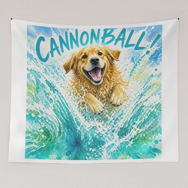 Item preview, Summer Golden Retriever Cannonball Splash designed and sold by zoughlal.
