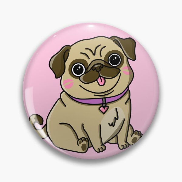 Item preview, cute pug with kisses designed and sold by trinketgal.
