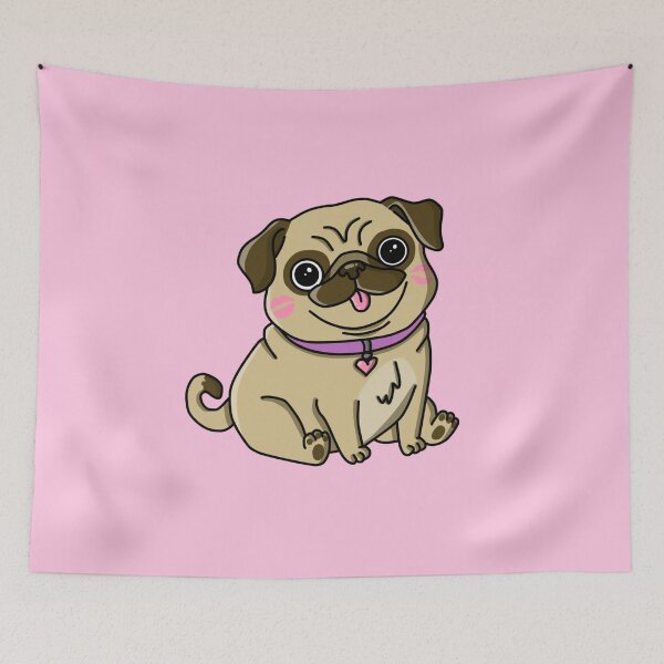 Item preview, cute pug with kisses designed and sold by trinketgal.