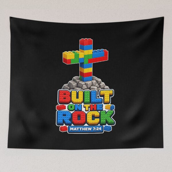 Item preview, Built On The Rock Toy Bricks Cross Matthew 7 24 Christian Kids designed and sold by Faith Level Up.