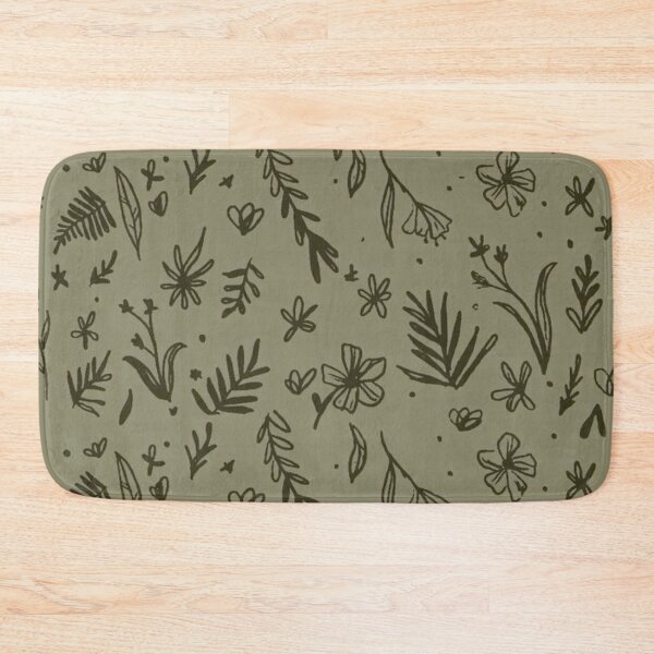 Item preview, Muted Olive Green Botanical Line Art Minimalist Wildflower Pattern designed and sold by LYAN-STORE.