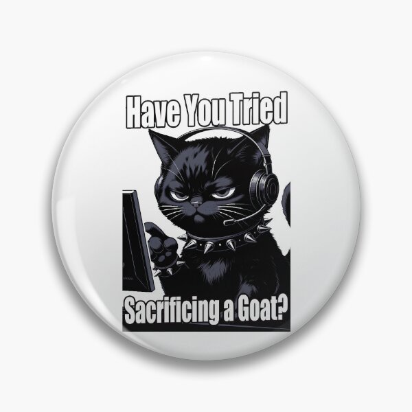 Item preview, Grumpy Goth Cat IT Support - Have You Tried Sacrificing a Goat? Sticker & T-Shirt designed and sold by Amber Sky Creations.