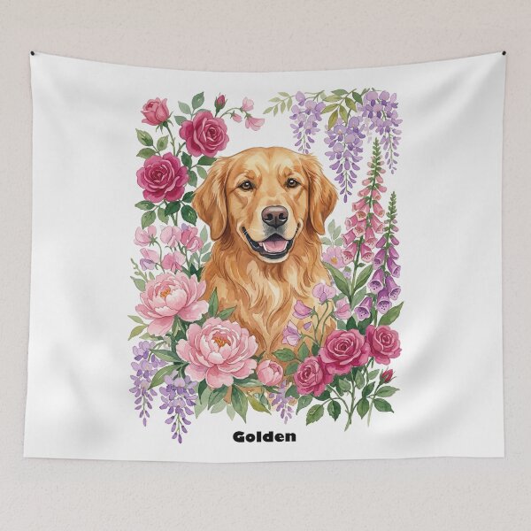 Item preview, English Garden Golden Retriever Party designed and sold by zoughlal.
