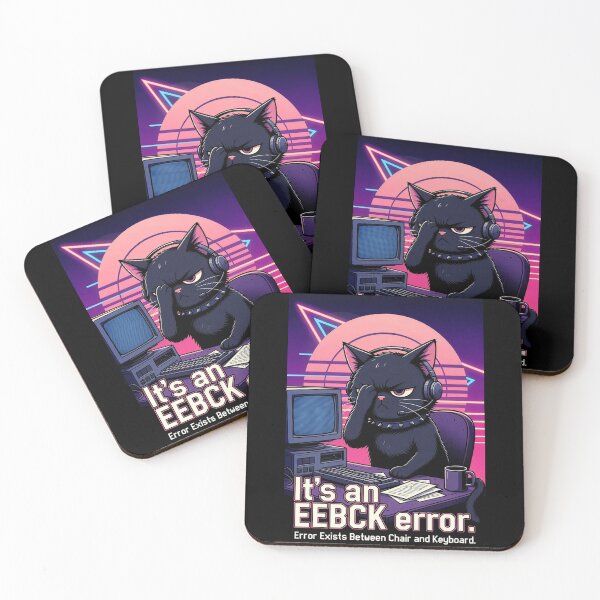Item preview, Grumpy Goth Cat IT Support - It's an EEBCK Error (Error Exists Between Chair and Keyboard) designed and sold by Amber Sky Creations.