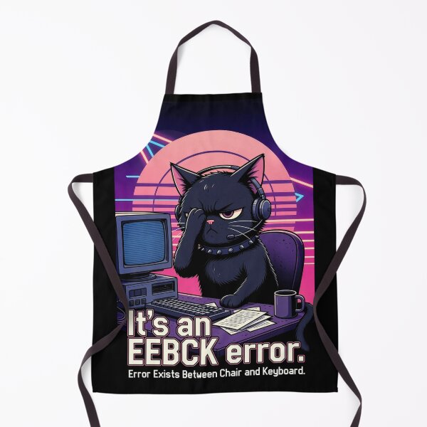Item preview, Grumpy Goth Cat IT Support - It's an EEBCK Error (Error Exists Between Chair and Keyboard) designed and sold by Amber Sky Creations.