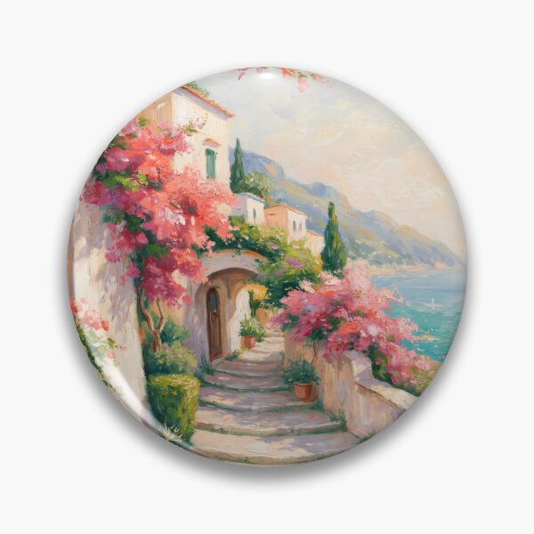 Item preview, Bougainvillea Path to the Sea – Romantic Amalfi Coast Impressionist Wall Art designed and sold by Tamas Das.