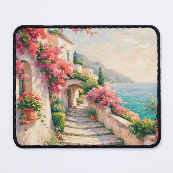 Item preview, Bougainvillea Path to the Sea – Romantic Amalfi Coast Impressionist Wall Art designed and sold by Tamas Das.