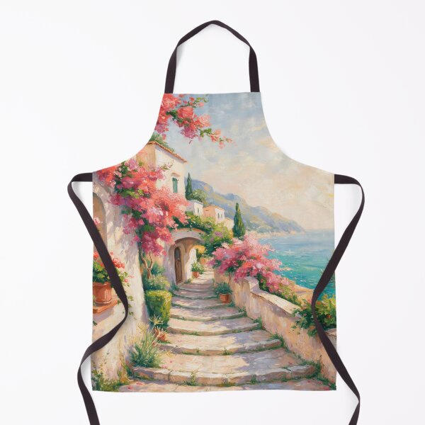 Item preview, Bougainvillea Path to the Sea – Romantic Amalfi Coast Impressionist Wall Art designed and sold by Tamas Das.