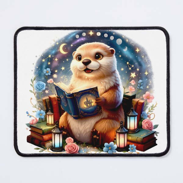 Item preview, Moonlit Reading Otter | Magical Cottagecore Book Lover Art designed and sold by Clothes With Smiling Animals Walt Gral.