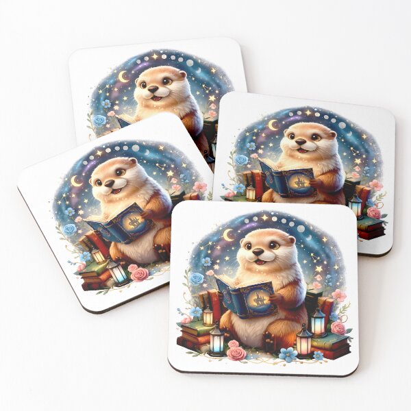 Item preview, Moonlit Reading Otter | Magical Cottagecore Book Lover Art designed and sold by Clothes With Smiling Animals Walt Gral.