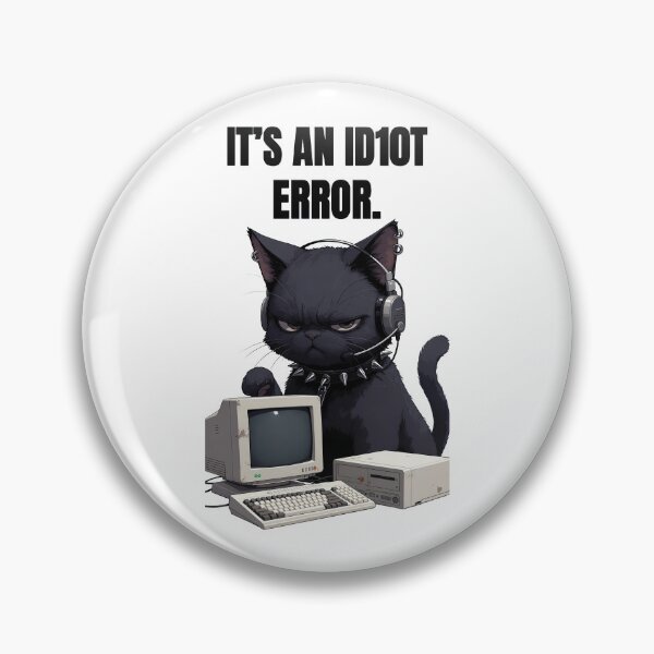 Item preview, Grumpy Goth Cat IT Support - It's an ID10T Error T-Shirt & Sticker designed and sold by Amber Sky Creations.