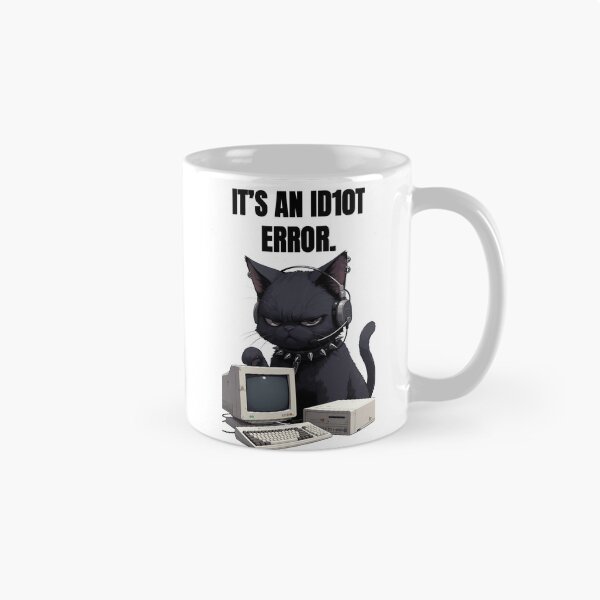 Item preview, Grumpy Goth Cat IT Support - It's an ID10T Error T-Shirt & Sticker designed and sold by Amber Sky Creations.