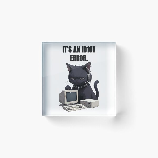Item preview, Grumpy Goth Cat IT Support - It's an ID10T Error T-Shirt & Sticker designed and sold by Amber Sky Creations.