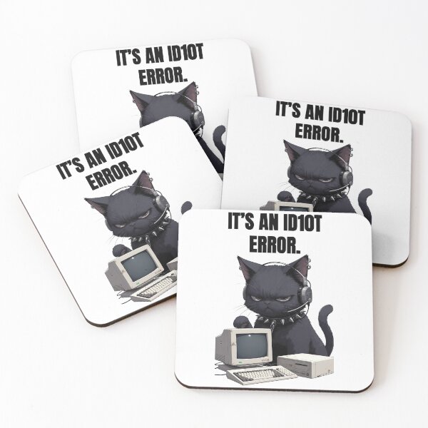 Item preview, Grumpy Goth Cat IT Support - It's an ID10T Error T-Shirt & Sticker designed and sold by Amber Sky Creations.