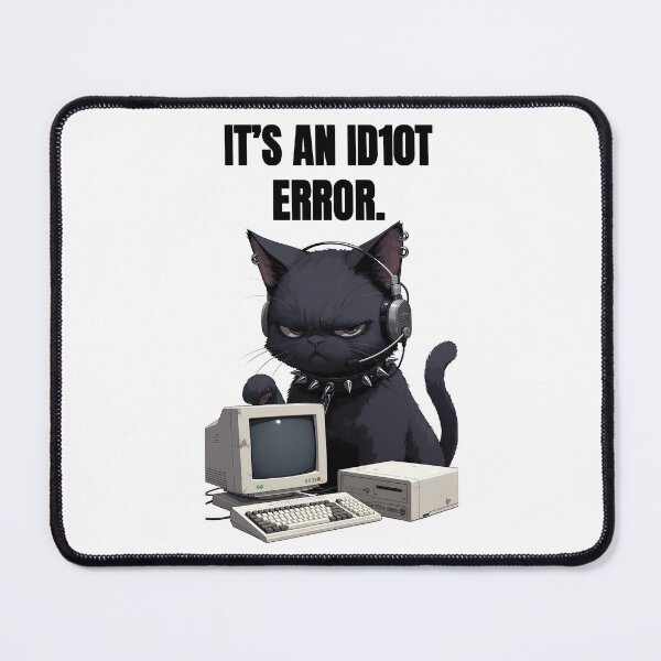 Item preview, Grumpy Goth Cat IT Support - It's an ID10T Error T-Shirt & Sticker designed and sold by Amber Sky Creations.