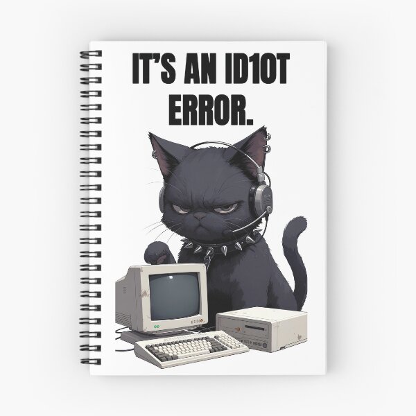 Item preview, Grumpy Goth Cat IT Support - It's an ID10T Error T-Shirt & Sticker designed and sold by Amber Sky Creations.