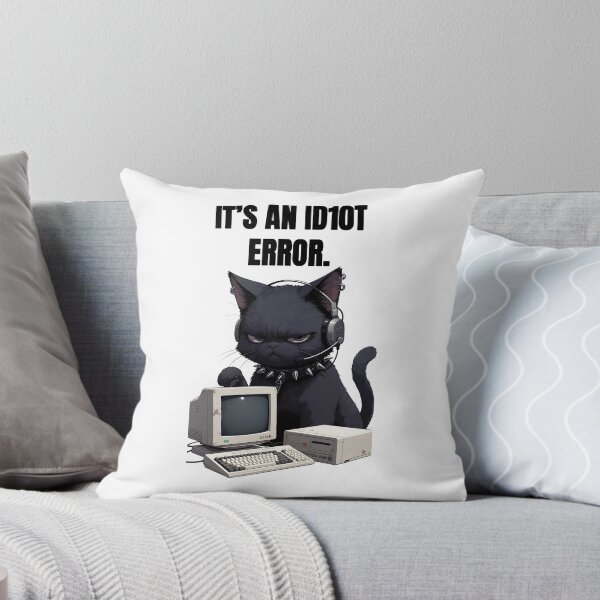Item preview, Grumpy Goth Cat IT Support - It's an ID10T Error T-Shirt & Sticker designed and sold by Amber Sky Creations.
