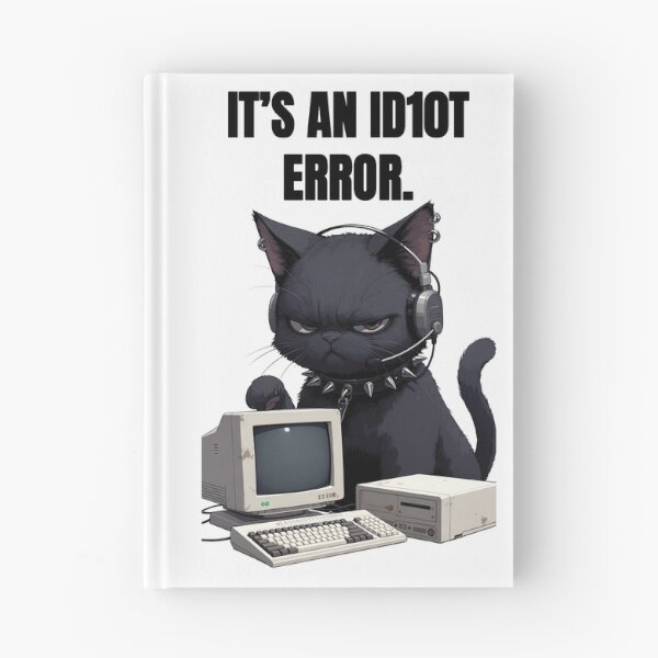 Item preview, Grumpy Goth Cat IT Support - It's an ID10T Error T-Shirt & Sticker designed and sold by Amber Sky Creations.