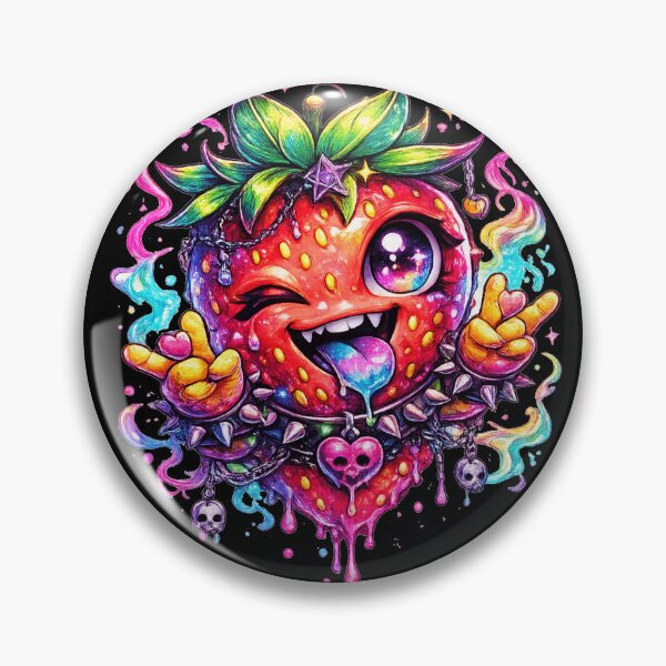 Item preview, Neon Strawberry Monster Creepy Cute Art designed and sold by ChaEmm_Studio.